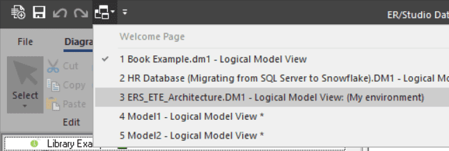 Switch project from the Quick Access Toolbar