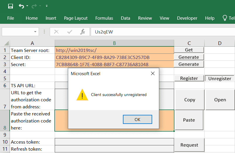 Unregister the client application Unregister